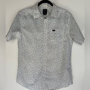 RVCA Men's Gray Patterned Button Down Shirt